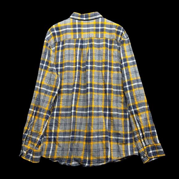 St John’s Bay Men’s XL Button Down Plaid Flannel Shirt Yellow Gray Long Sleeve - Picture 6 of 10